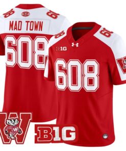 Mad Town Jersey 608 Wisconsin Badgers Throwback Stitched Red Alter 344ef865 58b5 4f59 9312 d69bf70d6426