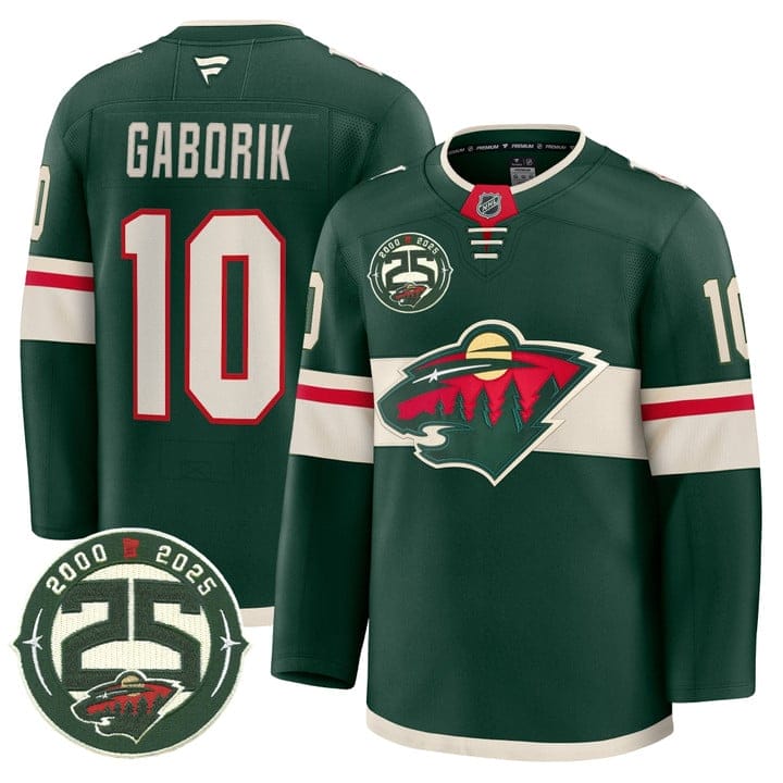 Marian Gaborik Jersey #10 Minnesota Wild 25th Anniversary Patch Stitched - Image 2