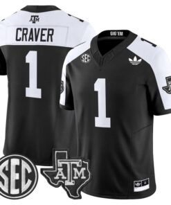 Mario Craver Jersey #1 Texas A&M Aggies 2025 Vapor V2 Stitched 7 Mario Craver Jersey 1 Texas A M Aggies 2025 Vapor V2 Stitched Black Alter