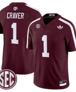 Mario Craver Jersey #1 Texas A&M Aggies 2025 Vapor V2 Stitched 9 Mario Craver Jersey 1 Texas A M Aggies 2025 Vapor V2 Stitched Maroon