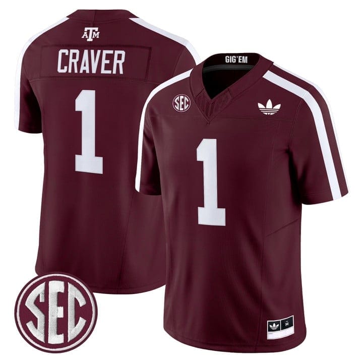 Mario Craver Jersey #1 Texas A&M Aggies 2025 Vapor V2 Stitched 5 Mario Craver Jersey #1 Texas A&M Aggies 2025 Vapor V2 Stitched - Image 5