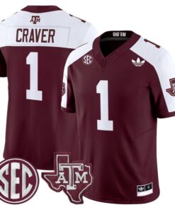 Mario Craver Jersey #1 Texas A&M Aggies 2025 Vapor V2 Stitched 8 Mario Craver Jersey 1 Texas A M Aggies 2025 Vapor V2 Stitched Maroon Alter