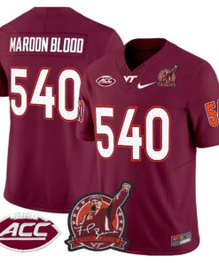 Maroon Blood Jersey 540 Virginia Tech Hokies Coach Frank Beamer 2025 Maroon