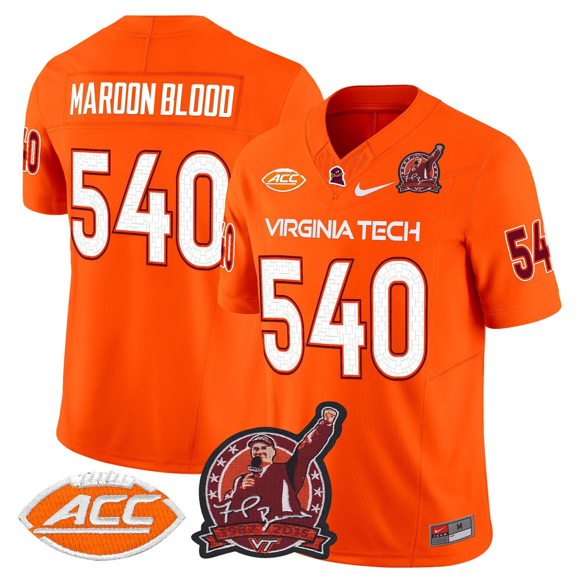 Maroon Blood Jersey #540 Virginia Tech Hokies Coach Frank Beamer 2025 - Image 5