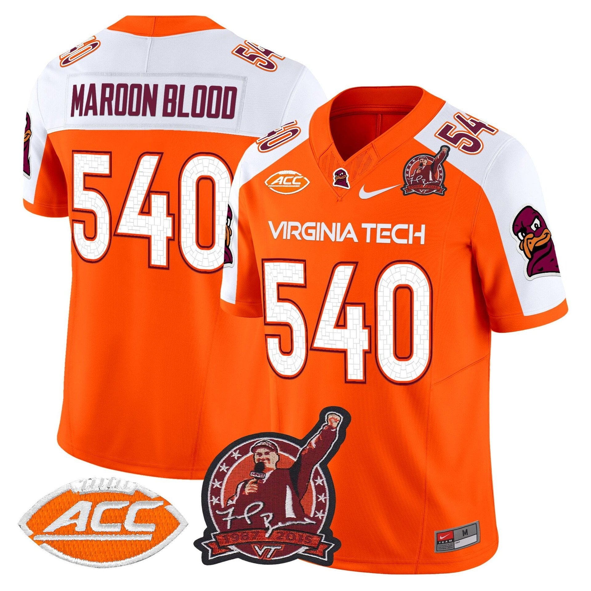 Maroon Blood Jersey #540 Virginia Tech Hokies Coach Frank Beamer 2025 - Image 4