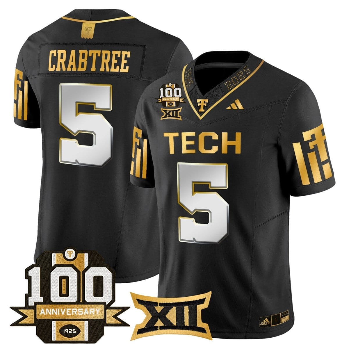 Michael Crabtree Jersey #5 Texas Tech 2025 100th Anniversary Stitched 3 Michael Crabtree Jersey #5 Texas Tech 2025 100th Anniversary Stitched - Image 3