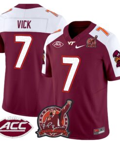 Alternative view of Michael Vick Jersey #7 Virginia Tech Hokies Coach Frank Beamer 2025