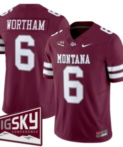 Michael Wortham Jersey #6 Montana Grizzlies 2025 Vapor Stitched 9 Michael Wortham Jersey 6 Montana Grizzlies 2025 Vapor Stitched Maroon