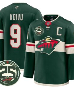 Alternative view of Mikko Koivu Jersey #9 Minnesota Wild 25th Anniversary Patch Stitched