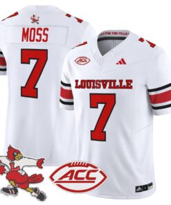 Alternative view of Miller Moss Jersey #7 Louisville Cardinals 1980s Throwback Stitched