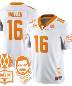 Morgan Wallen Jersey 16 Tennessee Vols 2025 Football Stitched White
