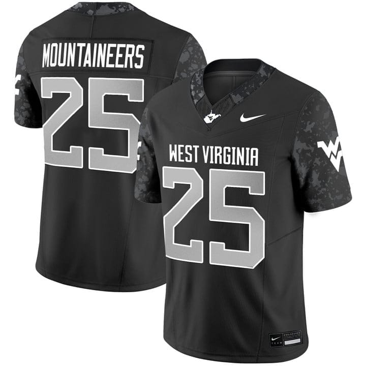 Mountaineers Jersey 25 West Virginia Mountaineers 2025 Limited Stitched Coal