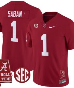 Nick Saban Jersey #1 Alabama Crimson Throwback Alabama Map Stitched 5 Nick Saban Jersey 1 Alabama Crimson Throwback Alabama Map Stitched Crimson