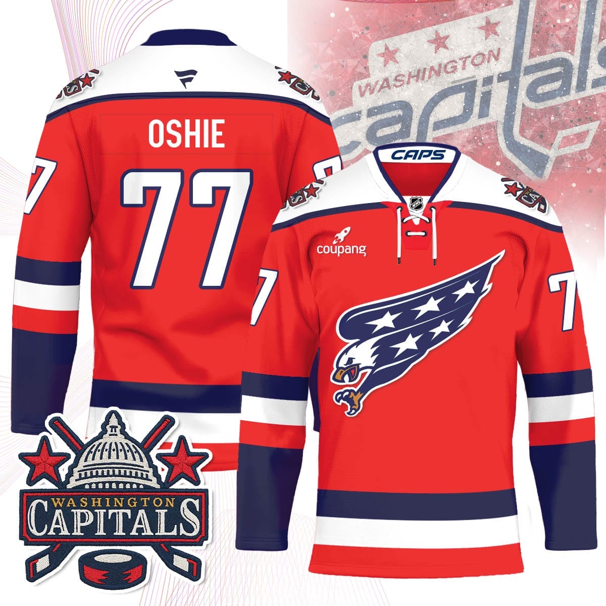 Washington Capitals Screaming Eagle Hockey Jersey - All Stitched 3 Washington Capitals Screaming Eagle Hockey Jersey - All Stitched - Image 3