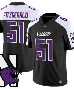 Alternative view of Pat Fitzgerald Jersey #51 Northwestern Wildcats Honoring 95 Vapor Limited Stitched