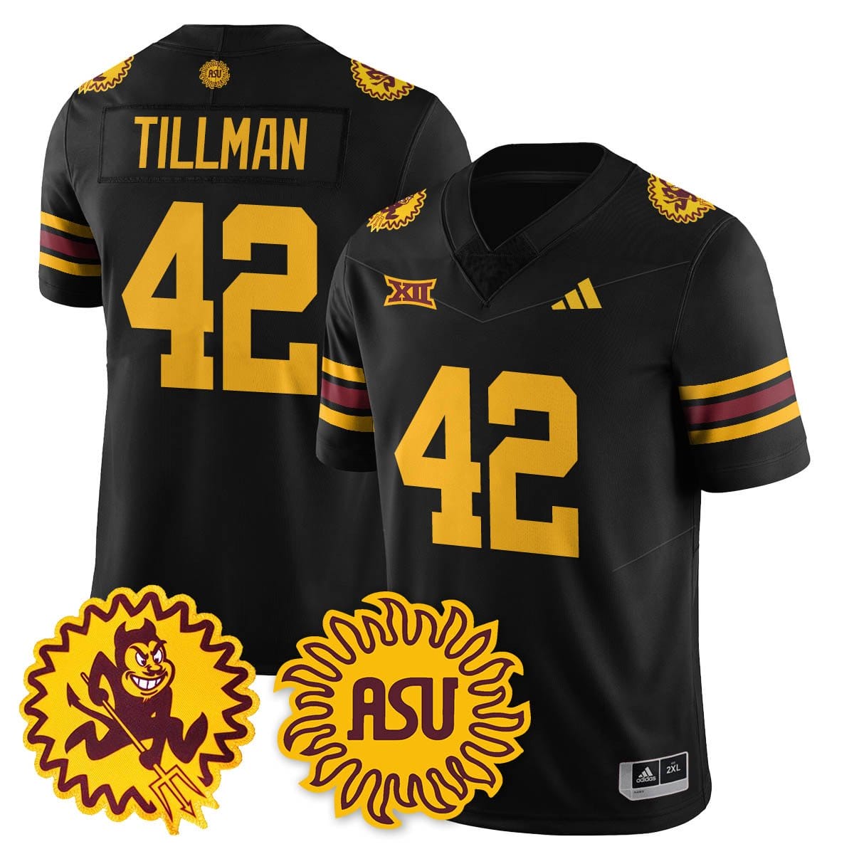 Pat Tillman Jersey 42 Arizona State Sun Devils 1975 Throwback Stitched Black