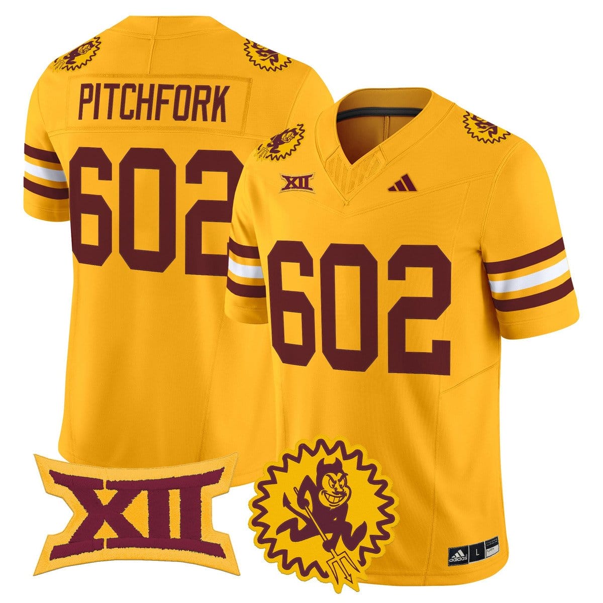 Pitchfork Jersey 602 Arizona State Sun Devils 1975 Throwback Stitched Gold fd05e8e9 d256 4887 b71e 5ad3922c2524