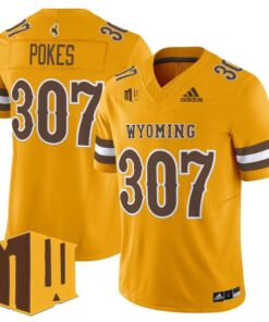 Pokes Jersey #307 Wyoming Cowboys 2025 Vapor Limited Stitched 9 Pokes Jersey 307 Wyoming Cowboys 2025 Vapor Limited Stitched Gold