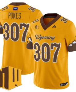 Pokes Jersey #307 Wyoming Cowboys 2025 Vapor Limited Stitched 8 Pokes Jersey 307 Wyoming Cowboys 2025 Vapor Limited Stitched Gold Limited