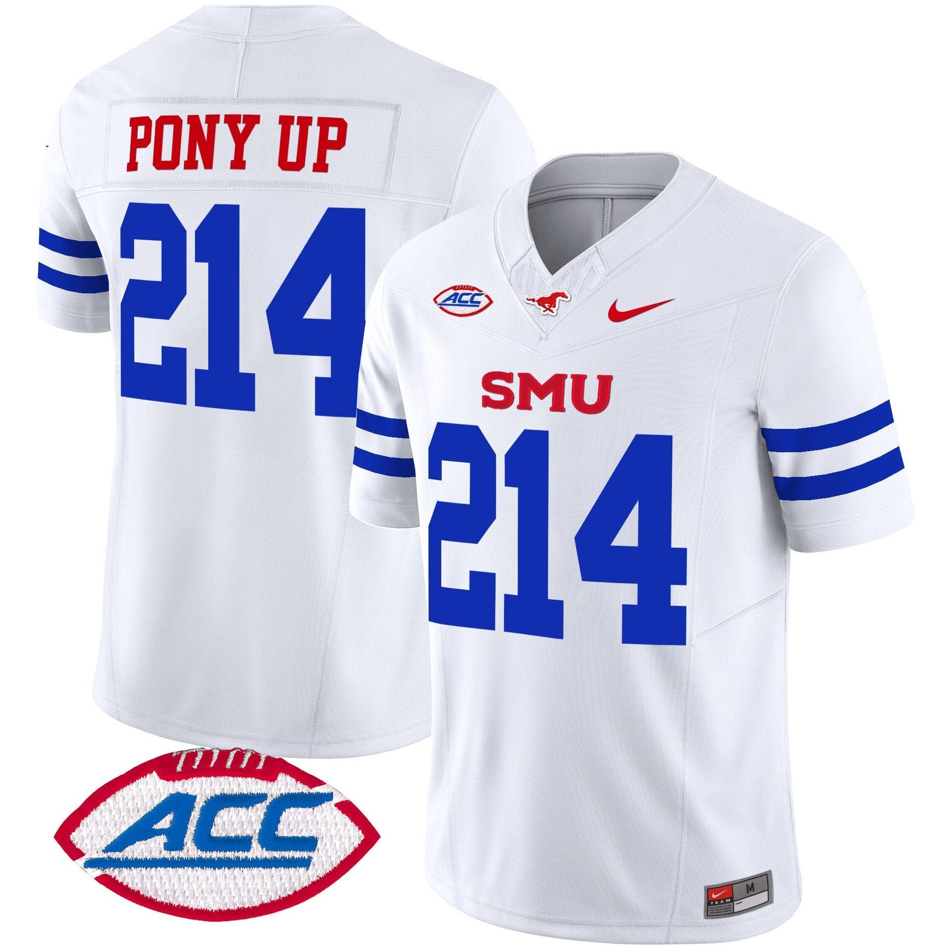 Pony Up Jersey 214 SMU Mustangs 2025 Vapor Limited Stitched Ice White 283df253 80c0 4410 b2b2 1654190045d6