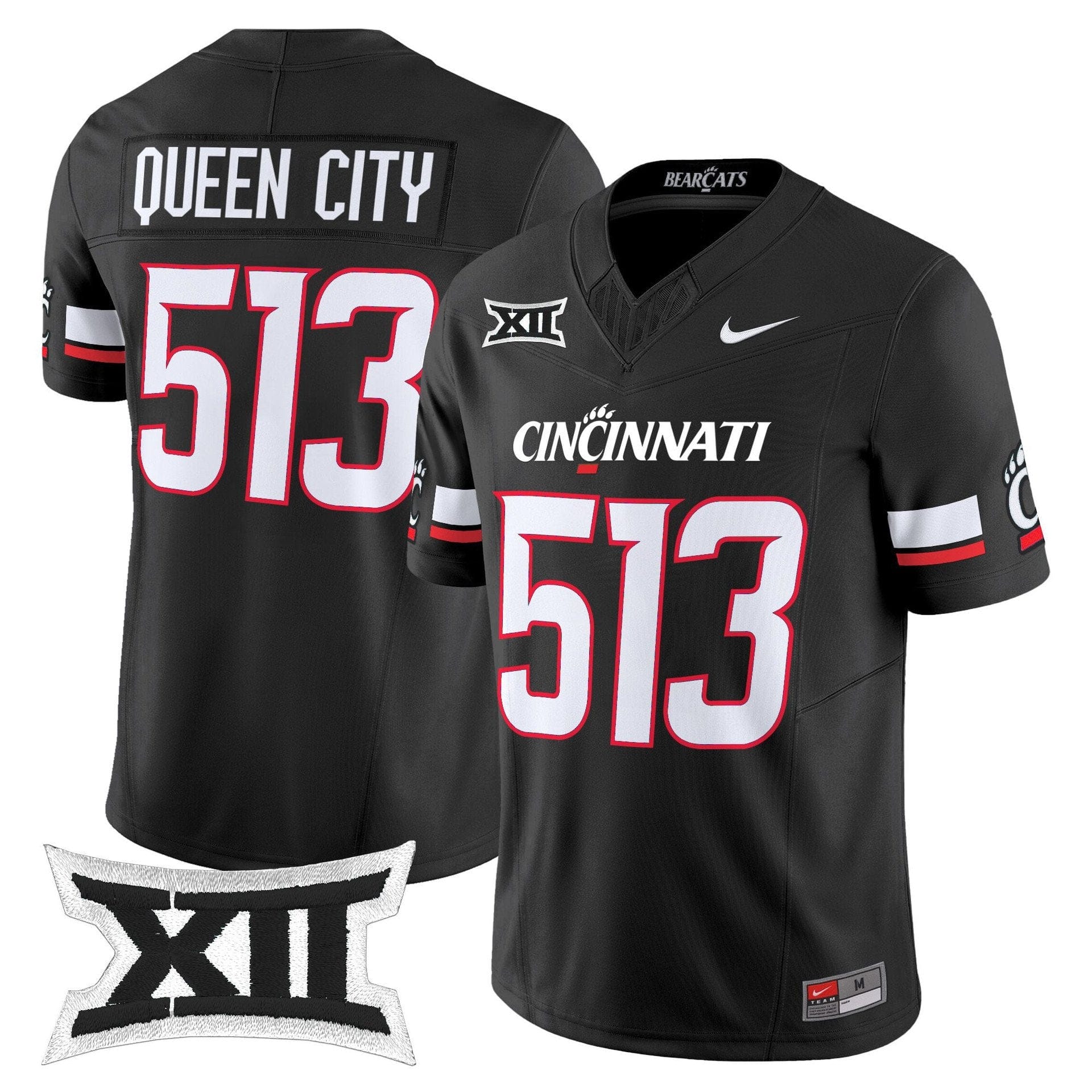 Queen City Jersey 513 Cincinnati Bearcats 2025 Vapor Limited Stitched Black