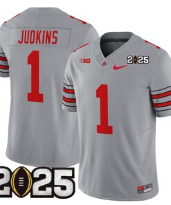 Brandon Inniss Jersey #1 Ohio State Buckeyes 2025 Vapor Limited Stitched 8 Quinshon Judkins Jersey 1 Ohio State Heritage Stripe 2025 CFP Final Gray