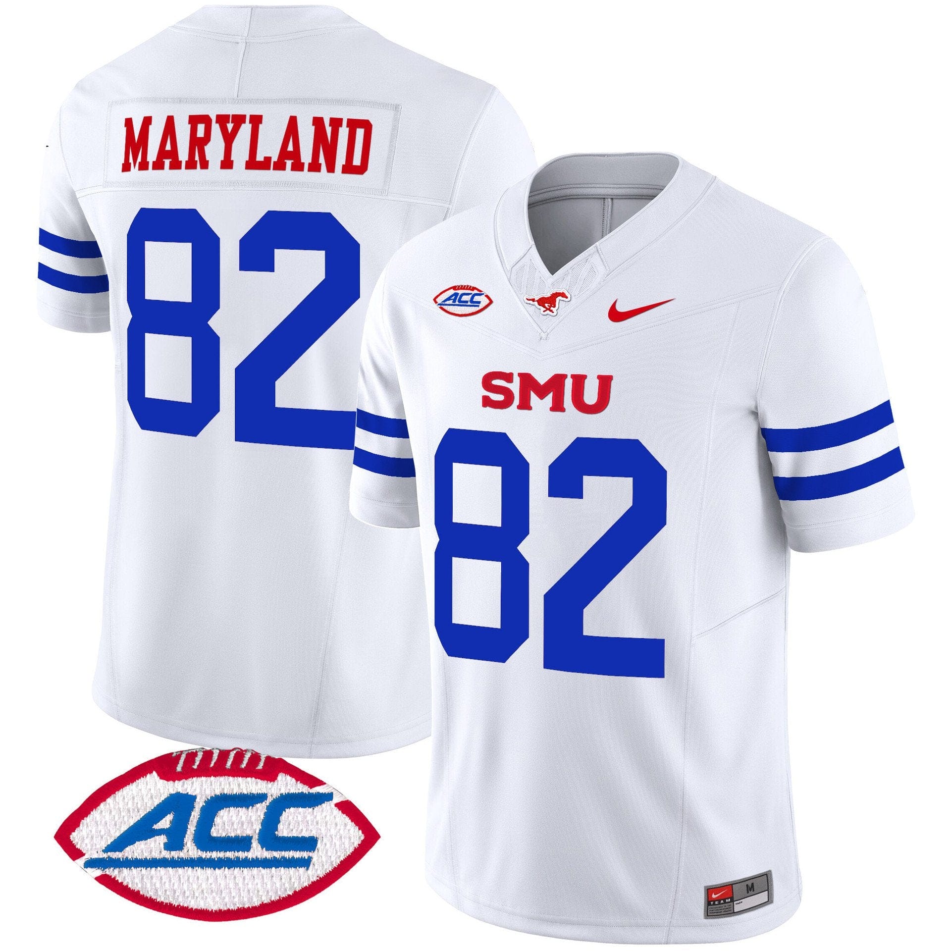 RJ Maryland Jersey 82 SMU Mustangs 2025 Vapor Limited Stitched Ice White