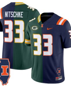 Ray Nitschke Jersey #33 Illinois Fighting Illini Split Vapor Limited Stitched
