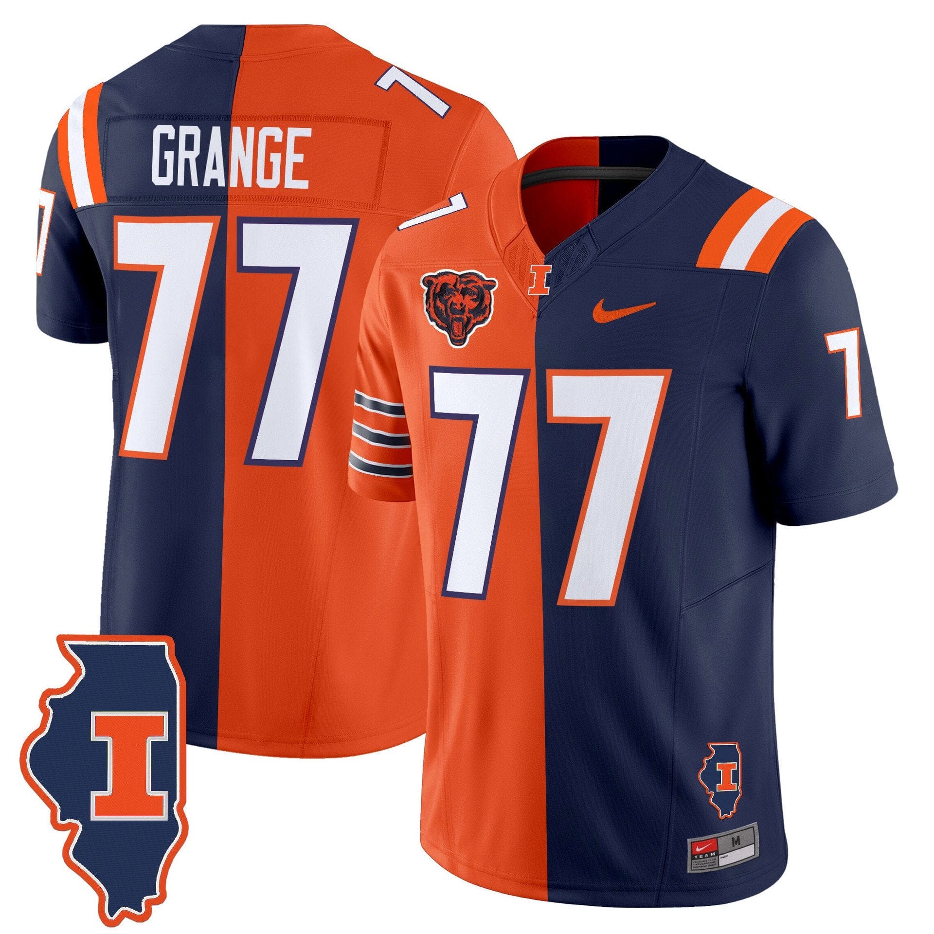 RedGrangeJersey 77IllinoisFightingIlliniSplitVaporLimitedStitched