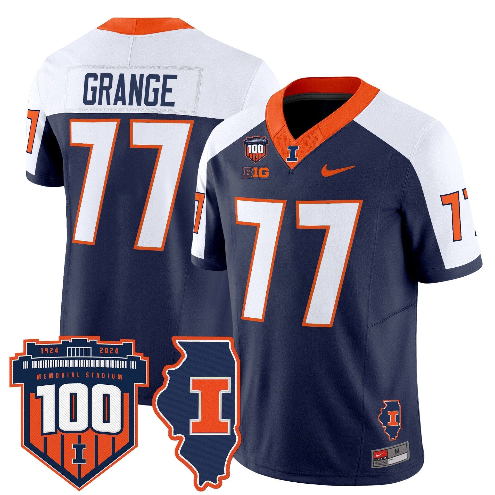 Red Grange Jersey #77 Illinois Fighting 100th Memorial Stadium