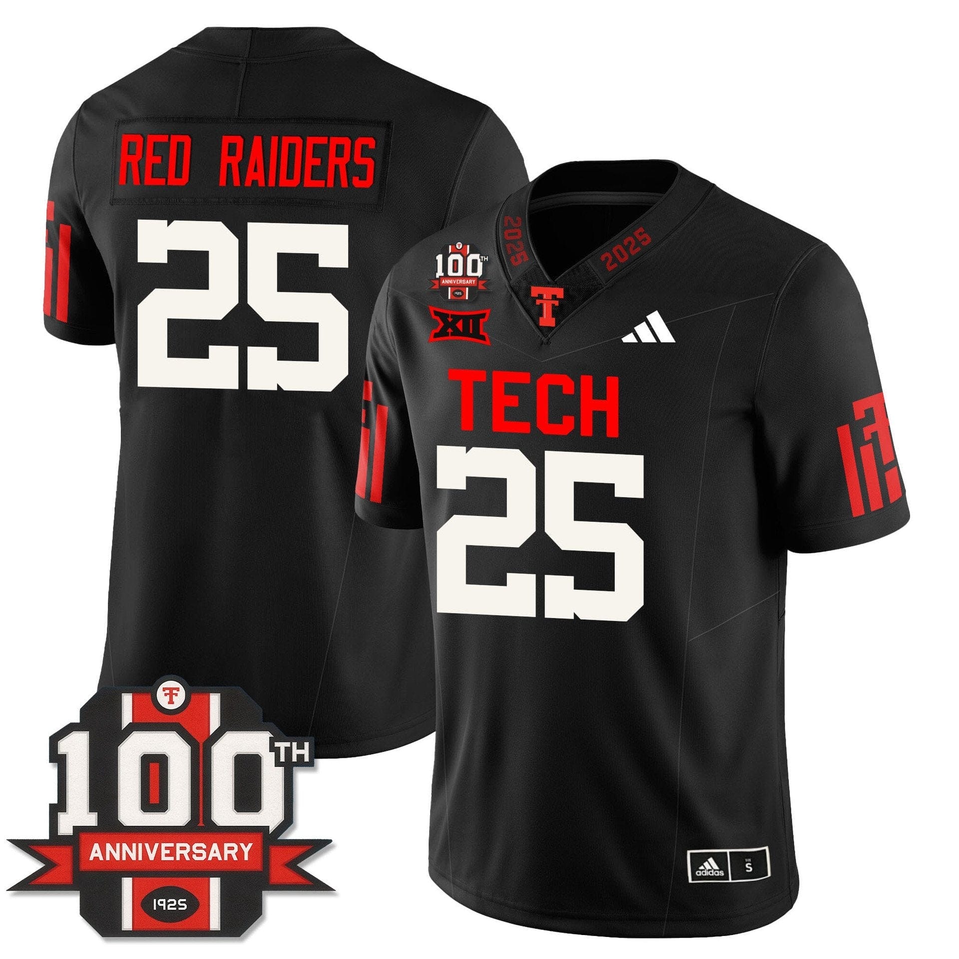 Red Raiders Jersey #25 Texas Tech Football 100th Anniversary Stitched 2
