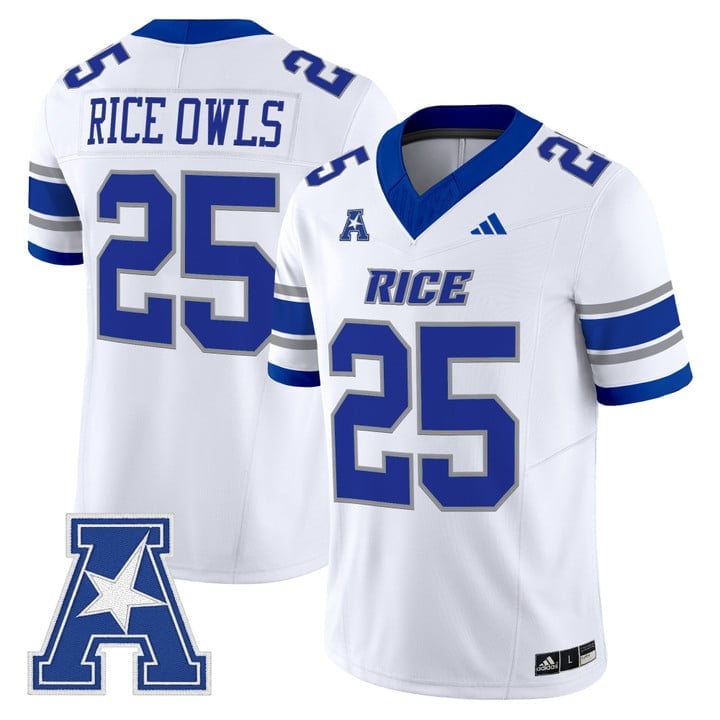 Rice Owls Jersey 25 Rice Owls 2025 Vapor Limited Stitched White
