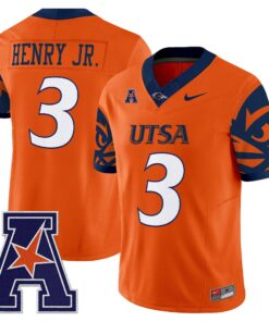 Robert Henry Jr Jersey 3 UTSA Roadrunners 2025 Vapor Limited V2 Stitched Orange