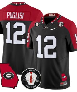 Ryan Puglisi Jersey 12 Georgia Bulldogs 2025 Vapor Limited Stitched Black Alter