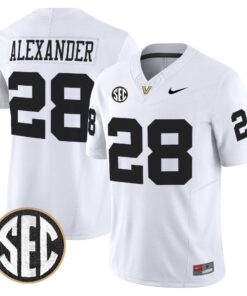 Sedrick Alexander Jersey 28 Vanderbilt Commodores 2025 Limited Stitched White