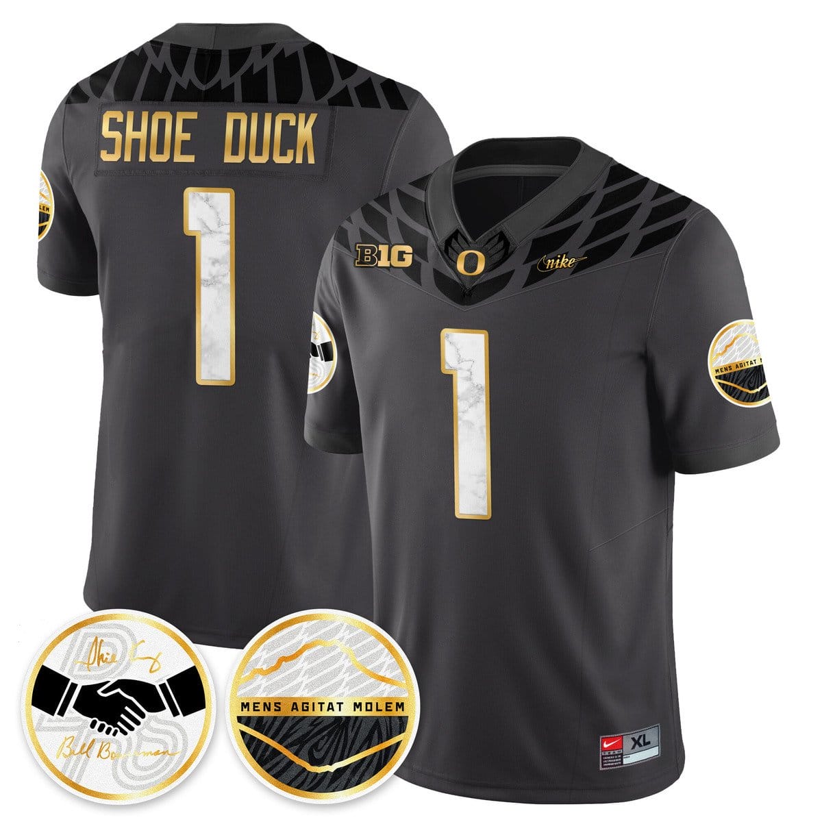 Shoe Duck Jersey 1 Oregon Ducks 2025 Shoe Duck Stitched Black