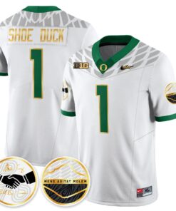 Shoe Duck Jersey 1 Oregon Ducks 2025 Shoe Duck Stitched White f9348ed2 7811 42c2 ab65 3800c3f4c4de