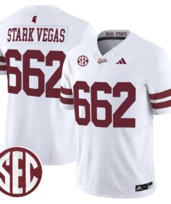 Alternative view of Stark Vegas Jersey #662 Mississippi State Bulldogs Dark Mode Stitched