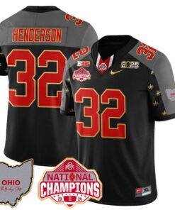 Alternative view of Treveyon Henderson Jersey #32 Ohio National Champions 2025 Patch