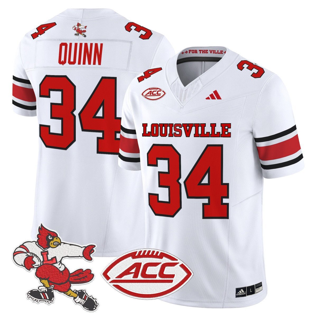 TJ Quinn Jersey #34 Louisville Cardinals 1980s Throwback Stitched - Image 2