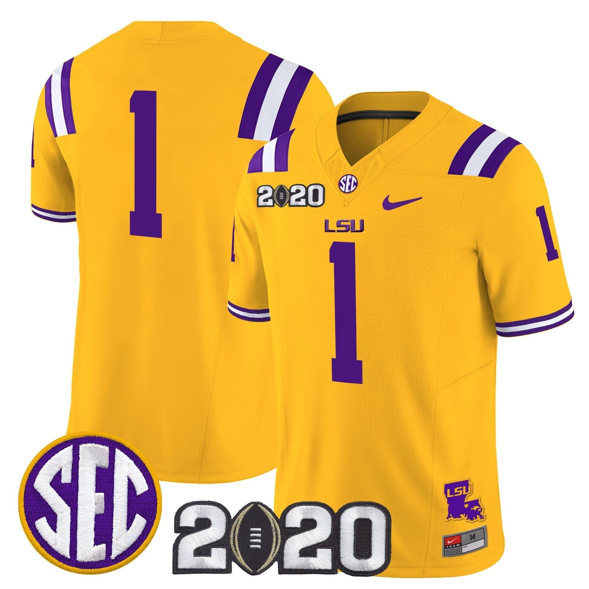 Team Jersey #1 LSU Tigers 2020 National Champions Limited Stitched - Image 3