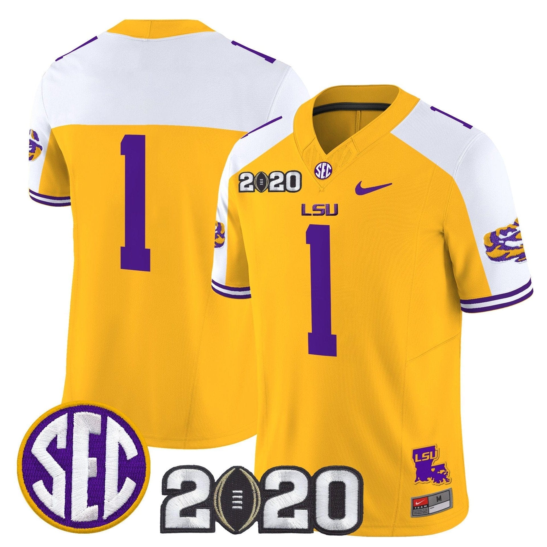 Team Jersey #1 LSU Tigers 2020 National Champions Limited Stitched - Image 2