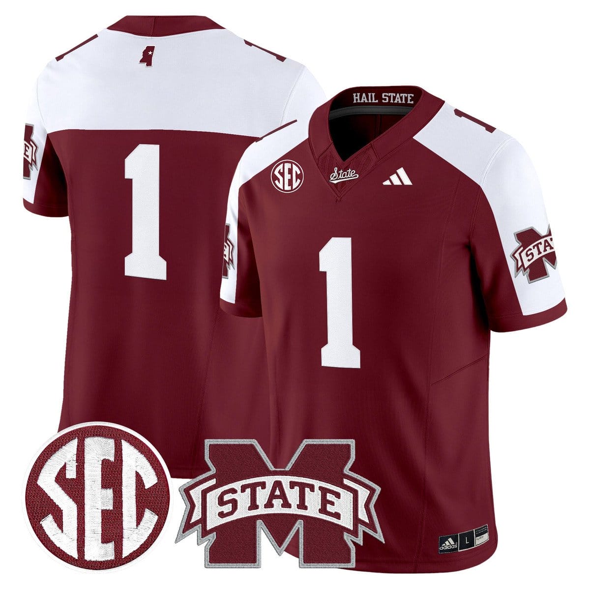 Team Jersey #1 Mississippi State Bulldogs Dark Mode Stitched - Image 4