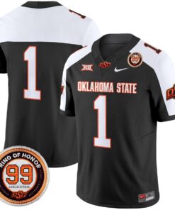 Team Jersey 1 Oklahoma State Cowboys 2025 Leslie O neal Patch Black Alter