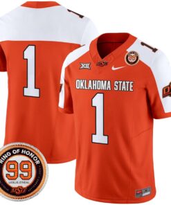 Team Jersey 1 Oklahoma State Cowboys 2025 Leslie O neal Patch Orange Alter