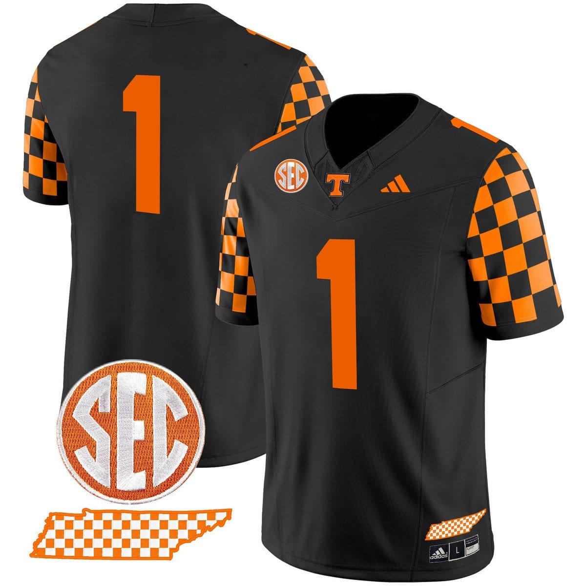 Team Jersey 1 Tennessee Vols Rebrand 2026 Checkerboard Stitched Black