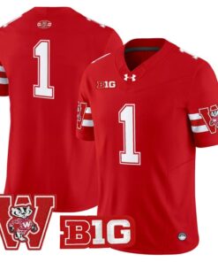 Team Jersey 1 Wisconsin Badgers Throwback Stitched Red
