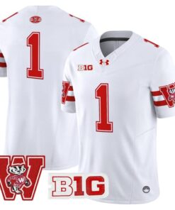 Team Jersey 1 Wisconsin Badgers Throwback Stitched White e86bf6d0 bc42 488a ab30 74aa46224d2c