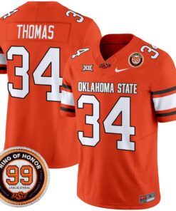 Thurman Thomas Jersey 34 Oklahoma State Cowboys 2025 Leslie O neal Orange