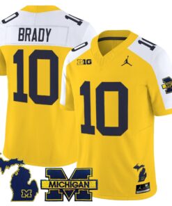 Tom Brady Jersey 10 Michigan Wolverines 2025 Limited V2 Stitched Maize Alter